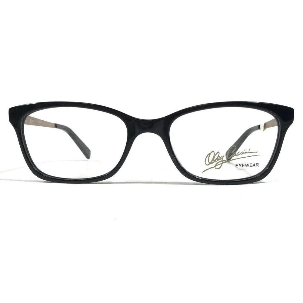 Oleg Cassini OCO534 001 Eyeglasses Frames Black Gold Square Full Rim 54-19-140